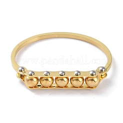 Brazaletes de acero inoxidable 304 con cuentas redondas y revestimiento al vacío de PVD&nbsp;BJEW-G700-08G