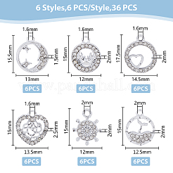 36 breloque en alliage de strass de 6 styles&nbsp;ALRI-FH0001-18