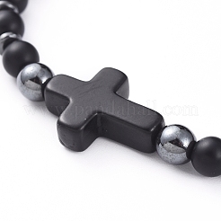 Bracelets extensibles en hématite synthétique non magnétique unisexe&nbsp;BJEW-JB04945-04