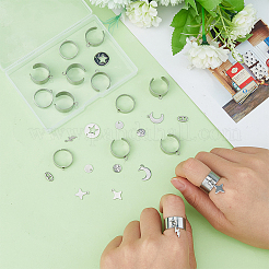 DIY-Set zur Herstellung von Manschettenring-Anhängern aus Edelstahl mit Mond-&nbsp;DIY-FI0001-01