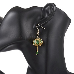 Pendientes colgantes de vidrio electrochapado transparente y cuentas de vidrio con semillas&nbsp;EJEW-MZ00714-04