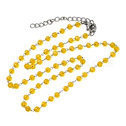 12 pz 12 colori acciaio inossidabile 304 con perline rondelle sfaccettate in vetro catena a maglie fatte a mano collane con pietra portafortuna per le donne&nbsp;NJEW-G195-01P