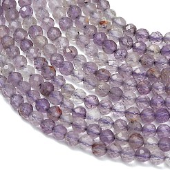 Natürliche violette Phantomquarz-Perlenstränge aus violettem Lodolith&nbsp;G-C262-A01-3mm