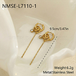 Pendientes de aro de acero inoxidable 304 con circonitas cúbicas transparentes engastadas&nbsp;WG7B0BA-01