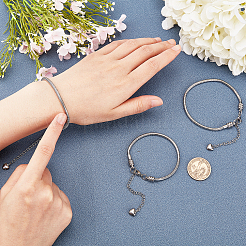 304 Edelstahl europäische runde Schlangenkettenarmbänder&nbsp;MAK-UN0001-15P