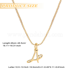 1 pezzo di catena in ottone e collane con ciondolo a forma di lettera in acciaio inossidabile 304&nbsp;NJEW-LP0001-40A-G