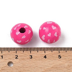 Perles européennes en bois peintes et imprimées pour la Saint-Valentin&nbsp;WOOD-L023-03E