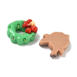 Kranz & Weihnachtsmann & Mütze Weihnachtsthema undurchsichtige Harz-Cabochons&nbsp;RESI-B037-04
