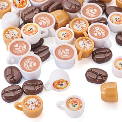 50 Stück 4 Stile Harz Kaffee/Kaffeebohne Figuren Ornamente&nbsp;DJEW-TA0001-46