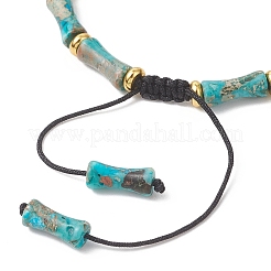 Bracelets de perles tressées en jaspe impérial teint naturellement et en laiton&nbsp;BJEW-JB13418-01