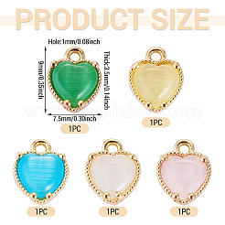 5 Stück 5 Farben Herz Messing Charms&nbsp;KK-TADJ0001-13