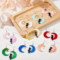 9 Set asymmetrische Ohrringe aus Harz mit Mond&nbsp;EJEW-FI0002-35