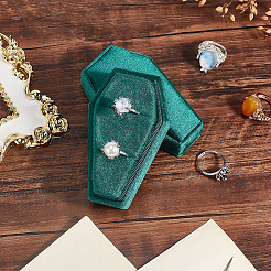 Cajas de anillo de dedo de terciopelo en forma de ataúd con tema de halloween&nbsp;VBOX-WH0015-01B