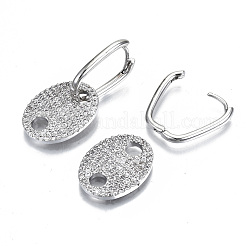 Orecchino a cerchio huggie in ottone con micro pavé di zirconi chiari&nbsp;EJEW-N011-44P
