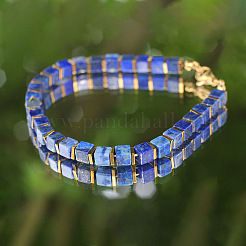 Armbänder aus natürlichen Lapislazuli-Würfelperlen&nbsp;WGC95D4-01