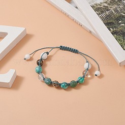 Rundes geflochtenes Perlenarmband aus natürlichen und synthetischen gemischten Edelsteinen&nbsp;BJEW-JB09274