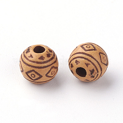 Perles acryliques de bois imitation&nbsp;X-SACR-Q186-09