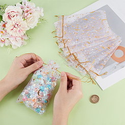 50 x Organza-Geschenkbeutel mit Kordelzug und Mond- und Stern-Motiv&nbsp;OP-BBC0001-03B-01
