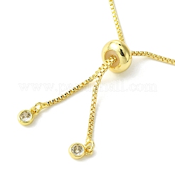 Braccialetti con cursore a catena con perline a forma di cilindro e ciondolo a forma di cuore in ottone da donna&nbsp;BJEW-JB10747