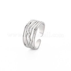 Anello polsino aperto incrociato in acciaio inossidabile 304 anti-ossidazione per donna&nbsp;RJEW-S405-215P