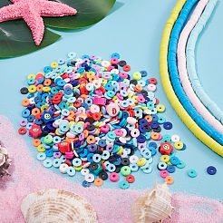 18 Strang 18 Farben flache runde handgemachte Polymer Clay Perlen Stränge&nbsp;CLAY-SZ0001-77