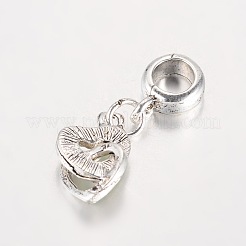 Herz antik versilbert Legierung Strass europäischen baumeln Charms großes Loch Anhänger&nbsp;X-MPDL-K014-M