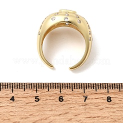 Bagues ouvertes en laiton avec micro pavé de zircones cubiques pour femmes&nbsp;RJEW-L343-03G