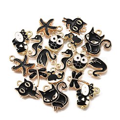 18pcs 9 styles de pendentifs en émail en alliage&nbsp;ENAM-FP0002-35
