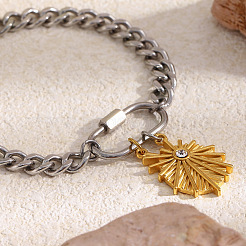 Zweifarbige Armbänder mit Muschelanhängern aus Edelstahl 304 für Damen&nbsp;WG49D03-01