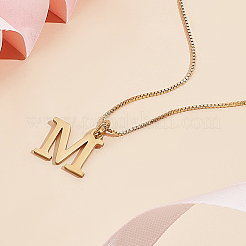 1 collar con colgante de letra de acero inoxidable 304&nbsp;NJEW-LP0001-38M-G