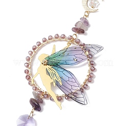Décorations pendentifs féeriques en laiton et résine&nbsp;HJEW-TA00247-02