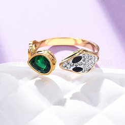 304 Edelstahl mit Strass- und Glasmanschettenringen&nbsp;RJEW-Q020-04G