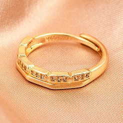 Manschettenringe aus Messing mit Mikropavé-Zirkonia für Damen&nbsp;RJEW-Z113-21G