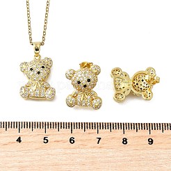 Bär Messing Micro Pave Zirkonia Ohrstecker & Anhänger Halsketten Sets&nbsp;SJEW-Z002-01G