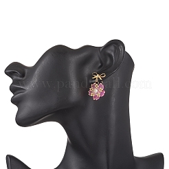 Pendientes colgantes con cuentas de vidrio y flores hechos a mano&nbsp;EJEW-MZ00471-02