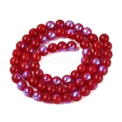 Chapelets de perles en verre opaque électrolytique&nbsp;LS-EGLA-Q132-6MM-01C-06