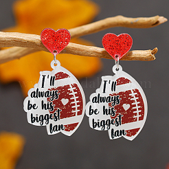 1 Paar Ohrstecker aus Acryl mit Leopardenmuster und Herzmotiv für Mutter und Sport&nbsp;EJEW-FS0001-22B