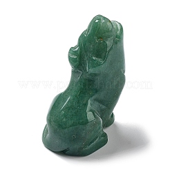 Décorations d'affichage de figurine de loup aventurine verte naturelle&nbsp;G-PW0007-013F
