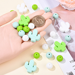 Perles cactus/rondes en silicone&nbsp;SIL-YW0001-50C