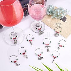 20 Stück 10 Stile Messing Creolen mit Glasperle für Frauen&nbsp;AJEW-BC0003-16