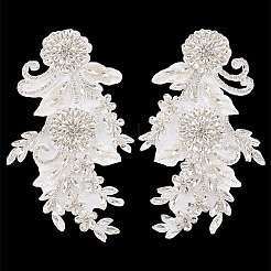 1 par de adornos bordados de tela con cuentas de flores&nbsp;DIY-FG0010-47A