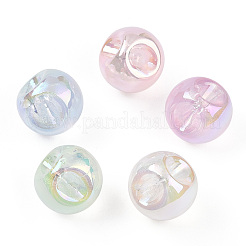 Placcatura uv perline acriliche iridescenti arcobaleno&nbsp;X-OACR-P015-04B
