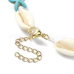 Collier de perles en coquillage naturel et étoile de mer turquoise synthétique avec fermoirs en acier inoxydable 304&nbsp;NJEW-TA00107-01
