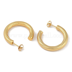 Pendientes de botón en forma de C de acero inoxidable 201 con revestimiento al vacío de PVD&nbsp;EJEW-I309-36G
