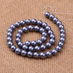 Lucidato grado rotondo un guscio di perle fili di perline&nbsp;BSHE-M027-8mm-M