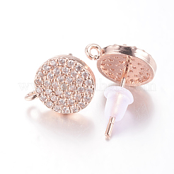 Accessoires de clous d'oreilles en laiton avec micro pavé zircone cubique&nbsp;ZIRC-E132-13A-RG