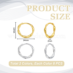 8 paio di orecchini a cerchio in ottone a 2 colori&nbsp;EJEW-UN0003-32
