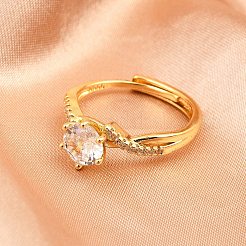 Manschettenringe aus Messing mit Mikropavé-Zirkonia für Damen&nbsp;RJEW-Z113-34G