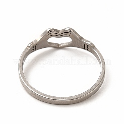 Anlaufgeschützter 201 Edelstahl-Fingerring mit ausgehöhltem Herz für Damen&nbsp;LS-RJEW-K239-03P