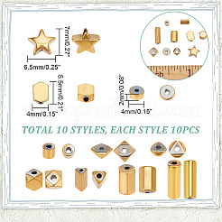 100 Stück 10 Stile galvanisierte synthetische nicht magnetische Hämatitperlen&nbsp;G-AR0005-64